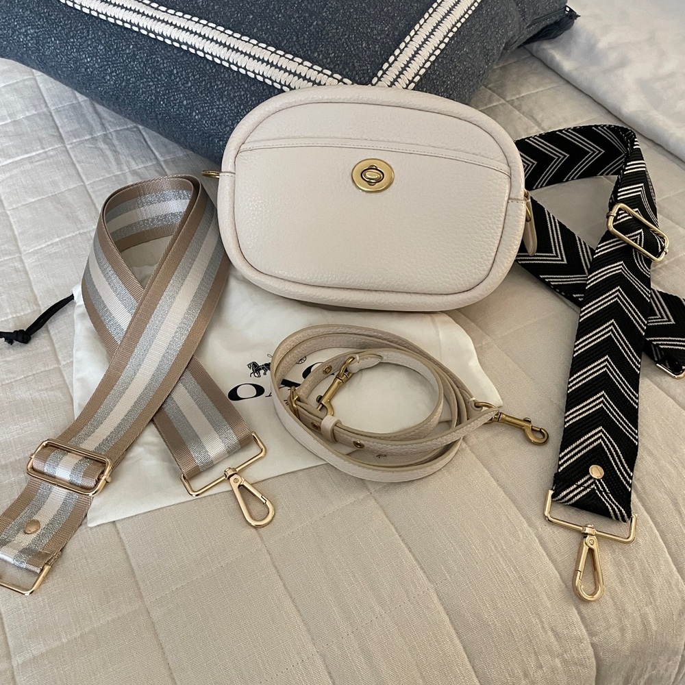 Coach Cream/White Crossbody Bag with Textured Leather